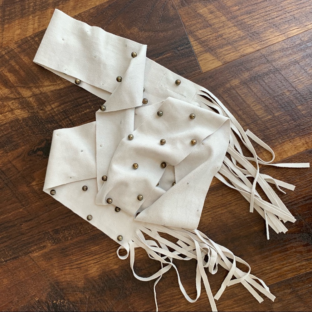 Steve Madden Studded Faux Suede Skinny Scarf